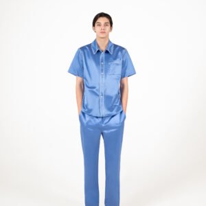 Bộ pyjama SOLMONG Line Point xanh dương pha lụa