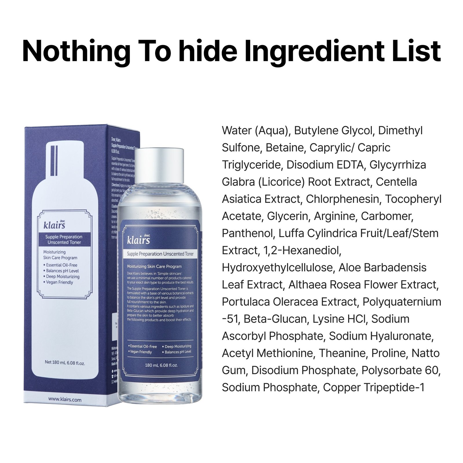 Nước hoa hồng Dear, Klairs Supple Preparation Unscented Toner 180 ml - Ảnh 3