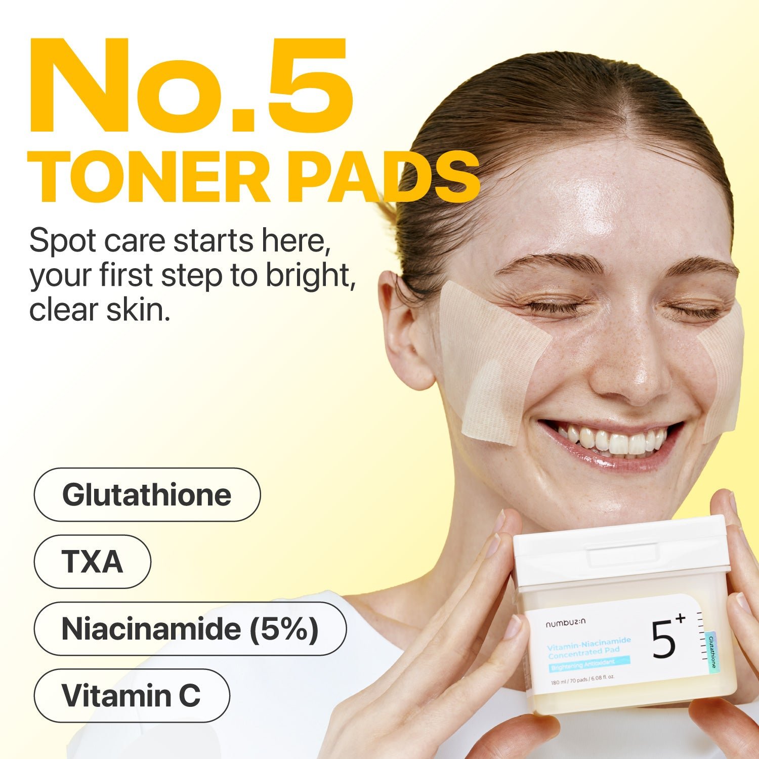 Toner pad Numbuzin No.5+ Glutathione Vitamin 70 miếng - Ảnh 3