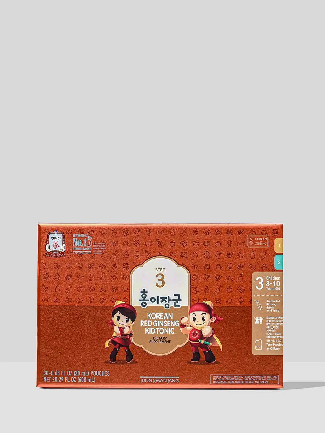 Nước hồng sâm JUNG KWAN JANG Kid Tonic Step 3 cho trẻ 8–10 tuổi 20 ml × 30 gói