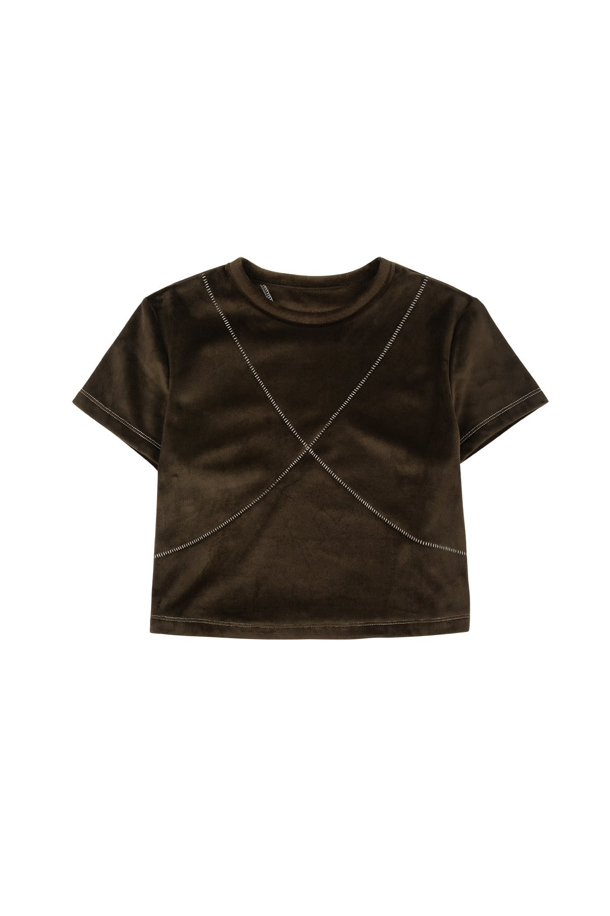 Áo thun croptop MATIN KIM Velour Stitch màu nâu MK2311TS002M0BR