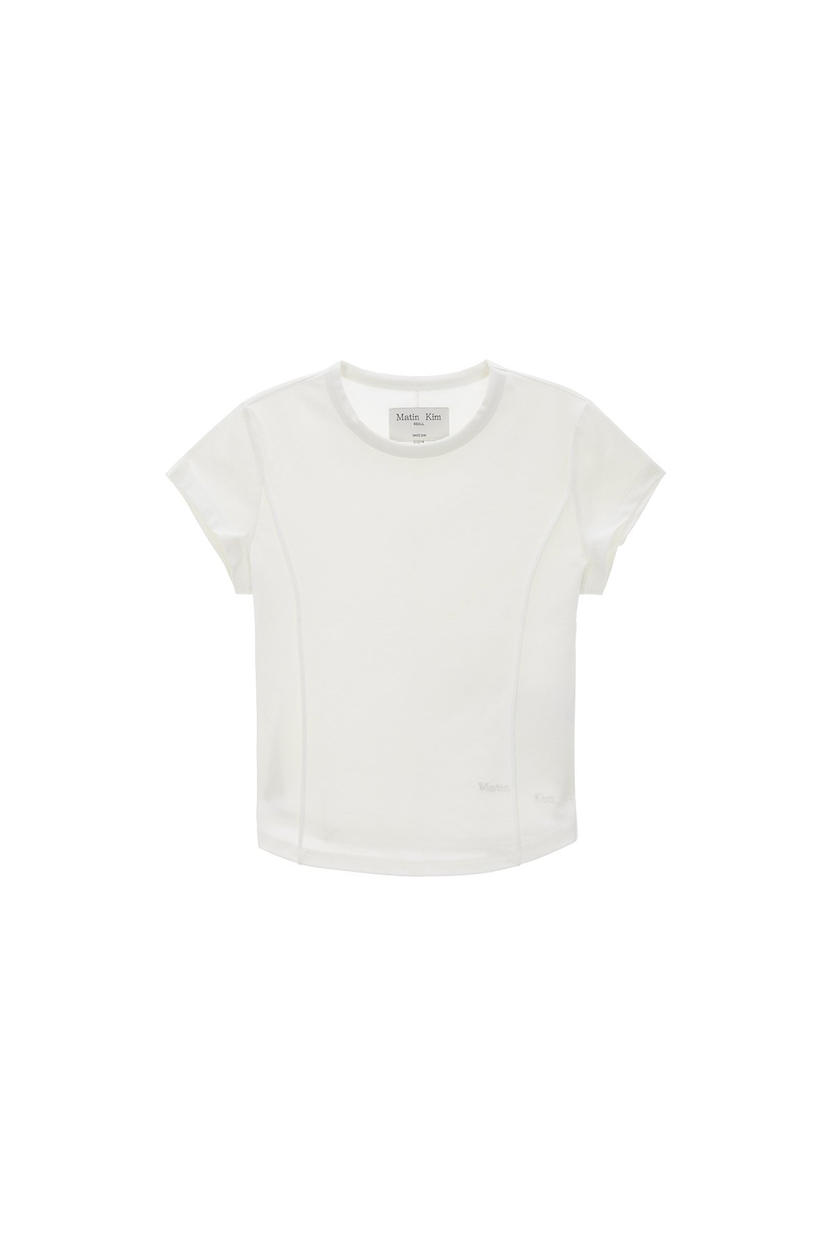 Áo thun croptop MATIN KIM Slim Line Half màu trắng MK2411TS010MWH