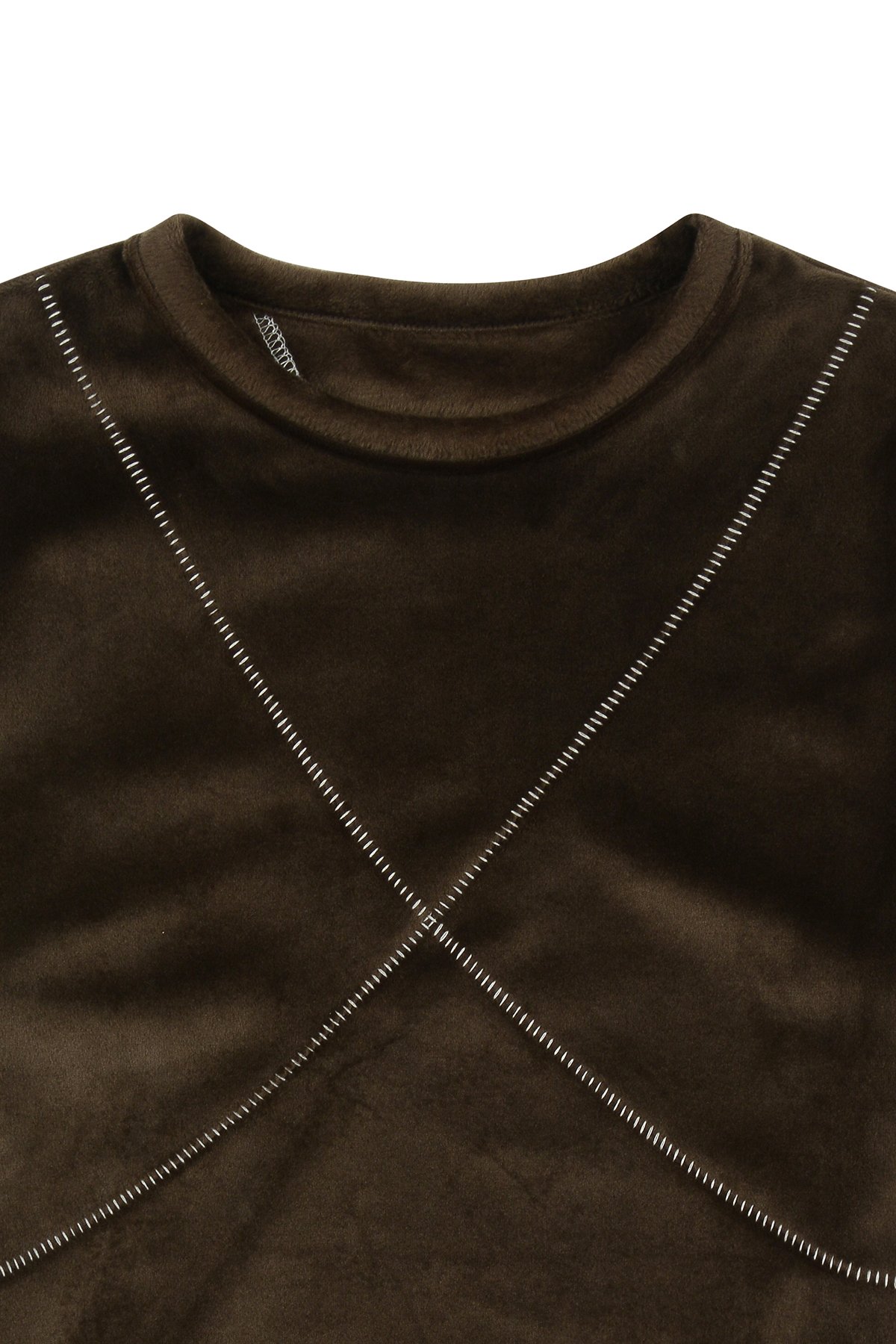 Áo thun croptop MATIN KIM Velour Stitch màu nâu MK2311TS002M0BR - Ảnh 3