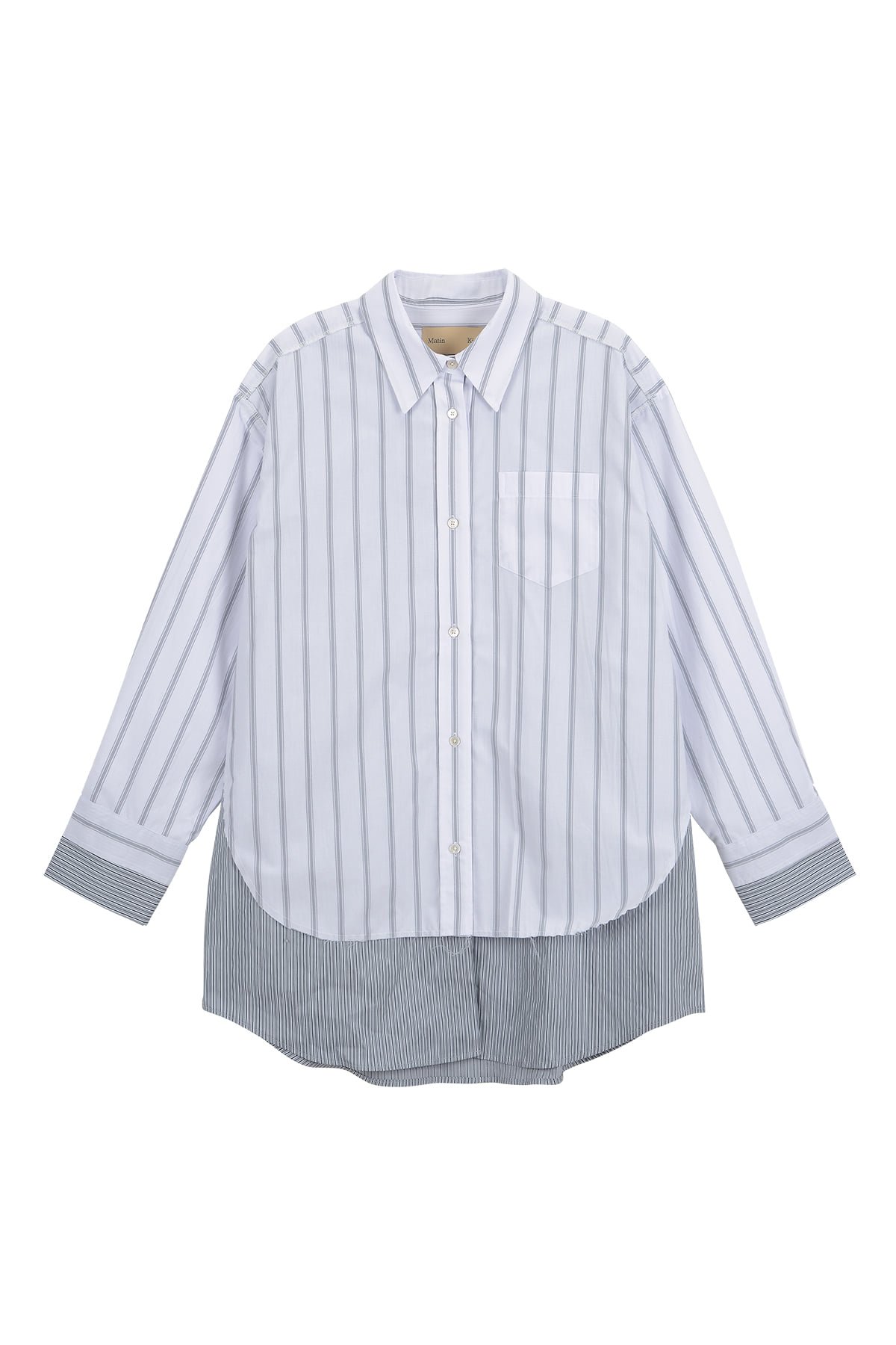 Áo sơ mi MATIN KIM Double Layers Stripe màu xám MK2312SH003M0GY