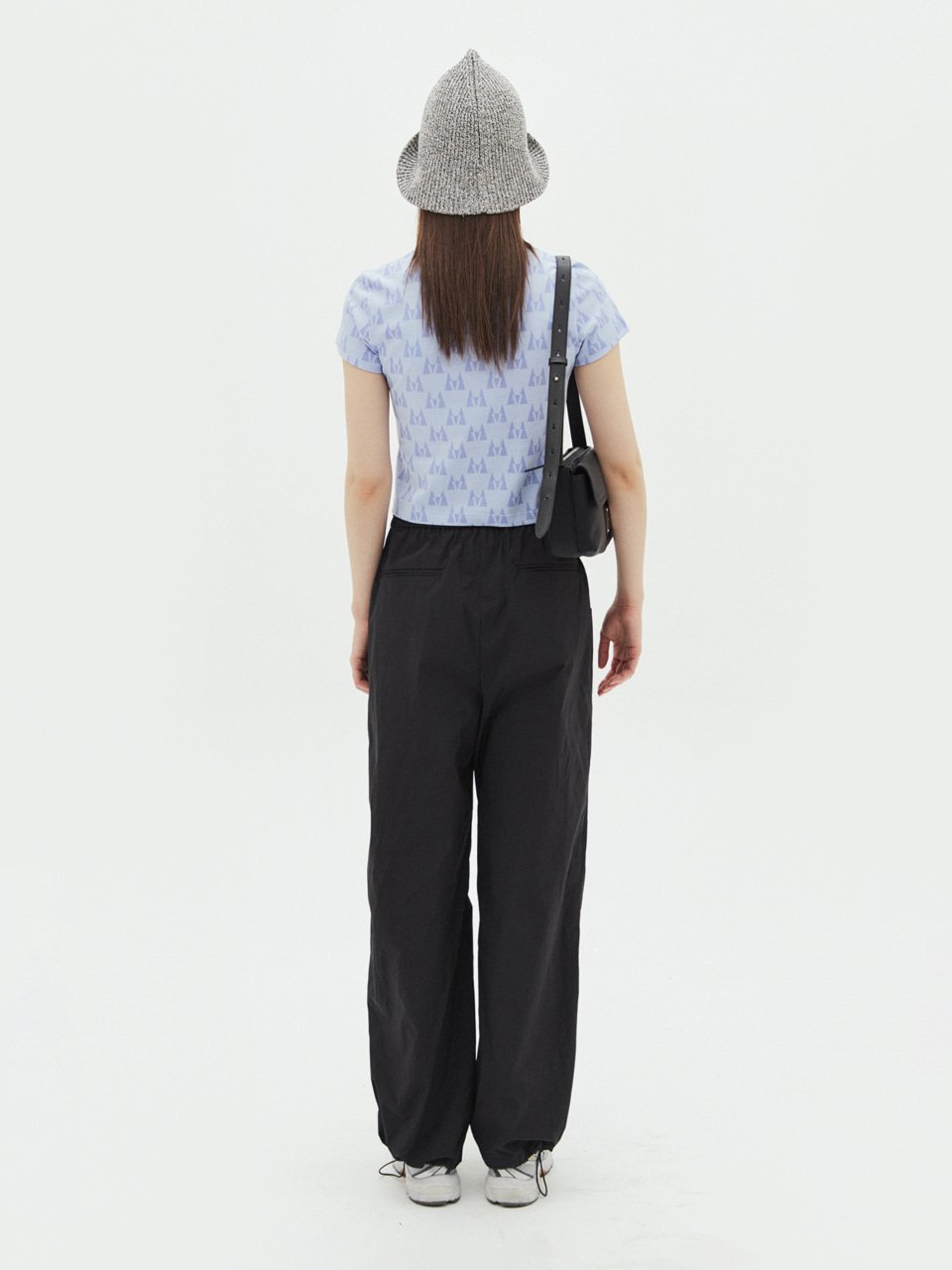 Áo thun croptop MATIN KIM Logo Whole Print màu xanh MK2234TS035M0BL - Ảnh 3