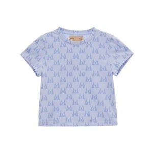Áo thun croptop MATIN KIM Logo Whole Print màu xanh MK2234TS035M0BL