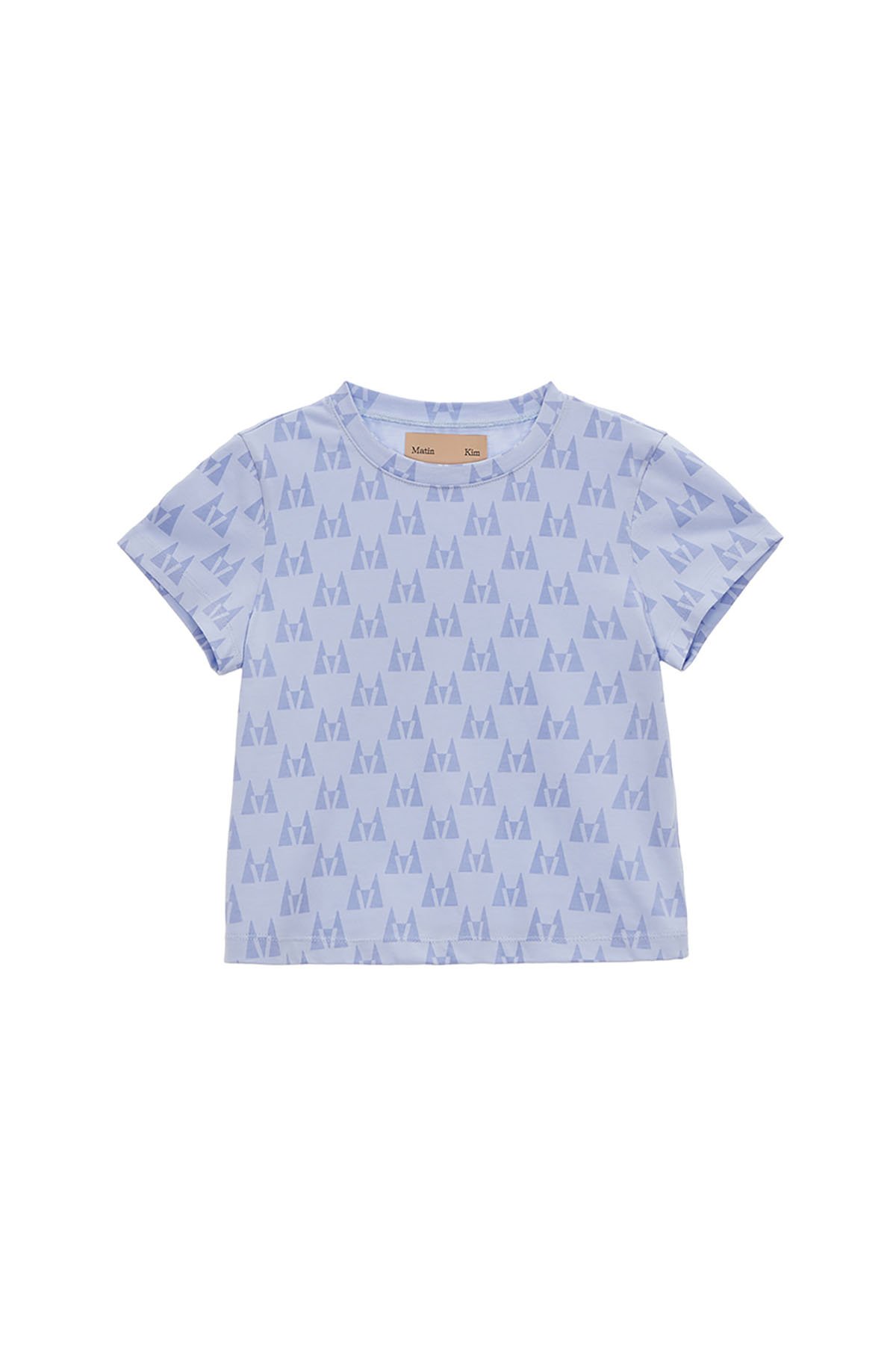 Áo thun croptop MATIN KIM Logo Whole Print màu xanh MK2234TS035M0BL