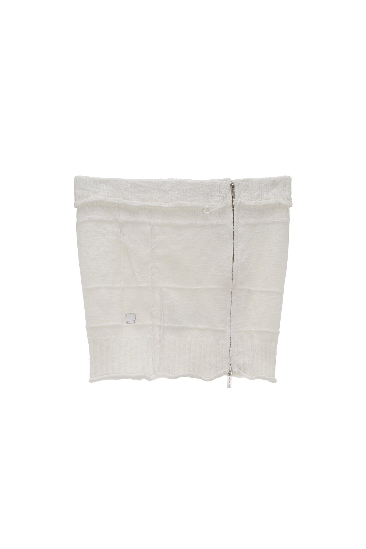 Áo ống dệt kim MATIN KIM Natural Damage Zip Up màu ngà MK2434PO014MIV