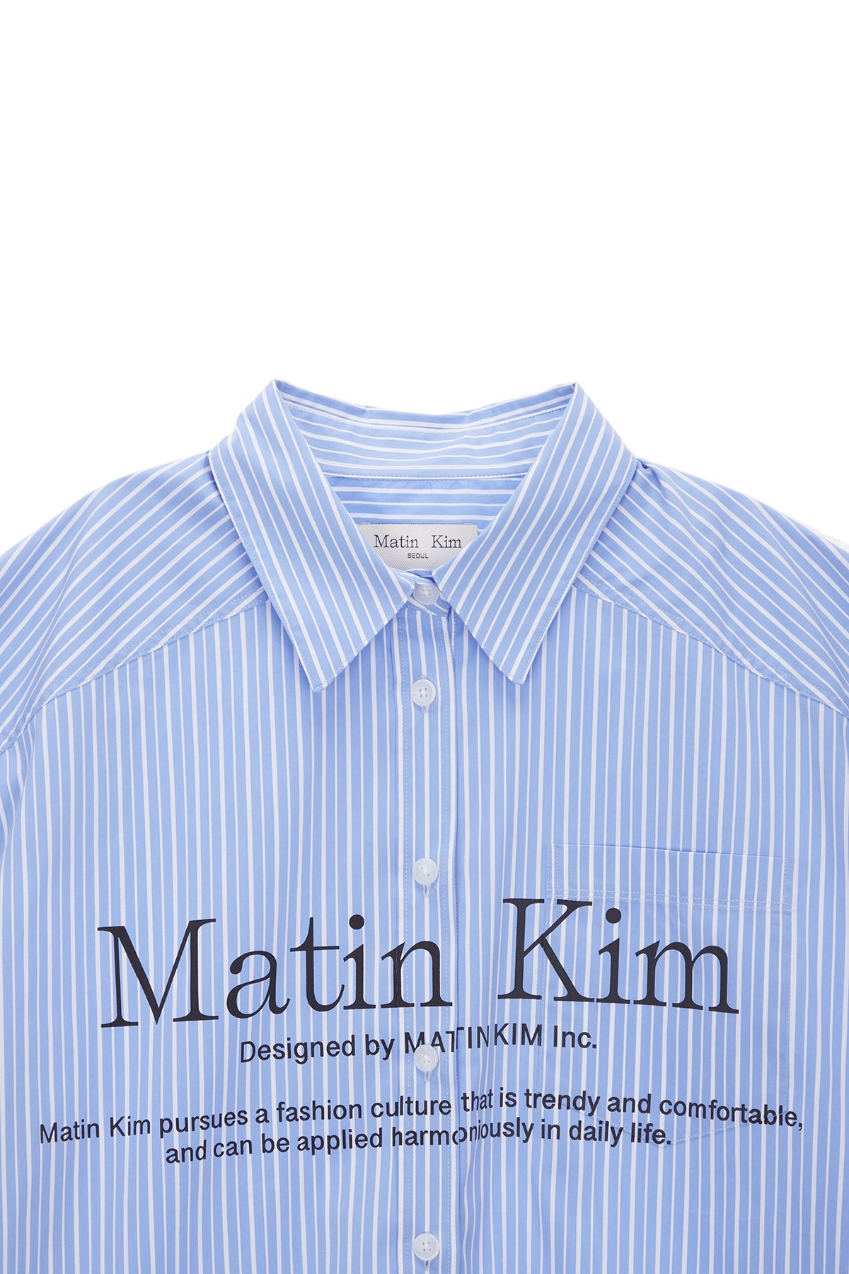 Áo sơ mi MATIN KIM Big Logo Half màu xanh da trời MK2334SH005M0SK - Ảnh 2