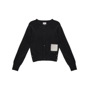 Áo cardigan MATIN KIM Typo Patch Round màu đen MK2377CD012M0BB
