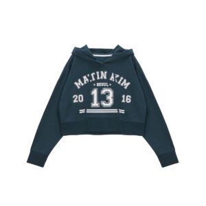 Áo hoodie croptop MATIN KIM Arch màu xanh đậm MK2311TS006M0DN